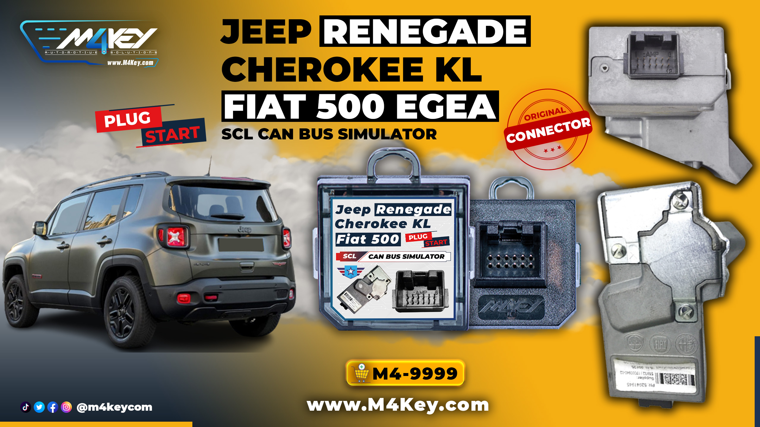 How to Install and Program Goldcar Steering Lock Emulator Jeep Cherokee KL Renegade Fiat 500 Egea