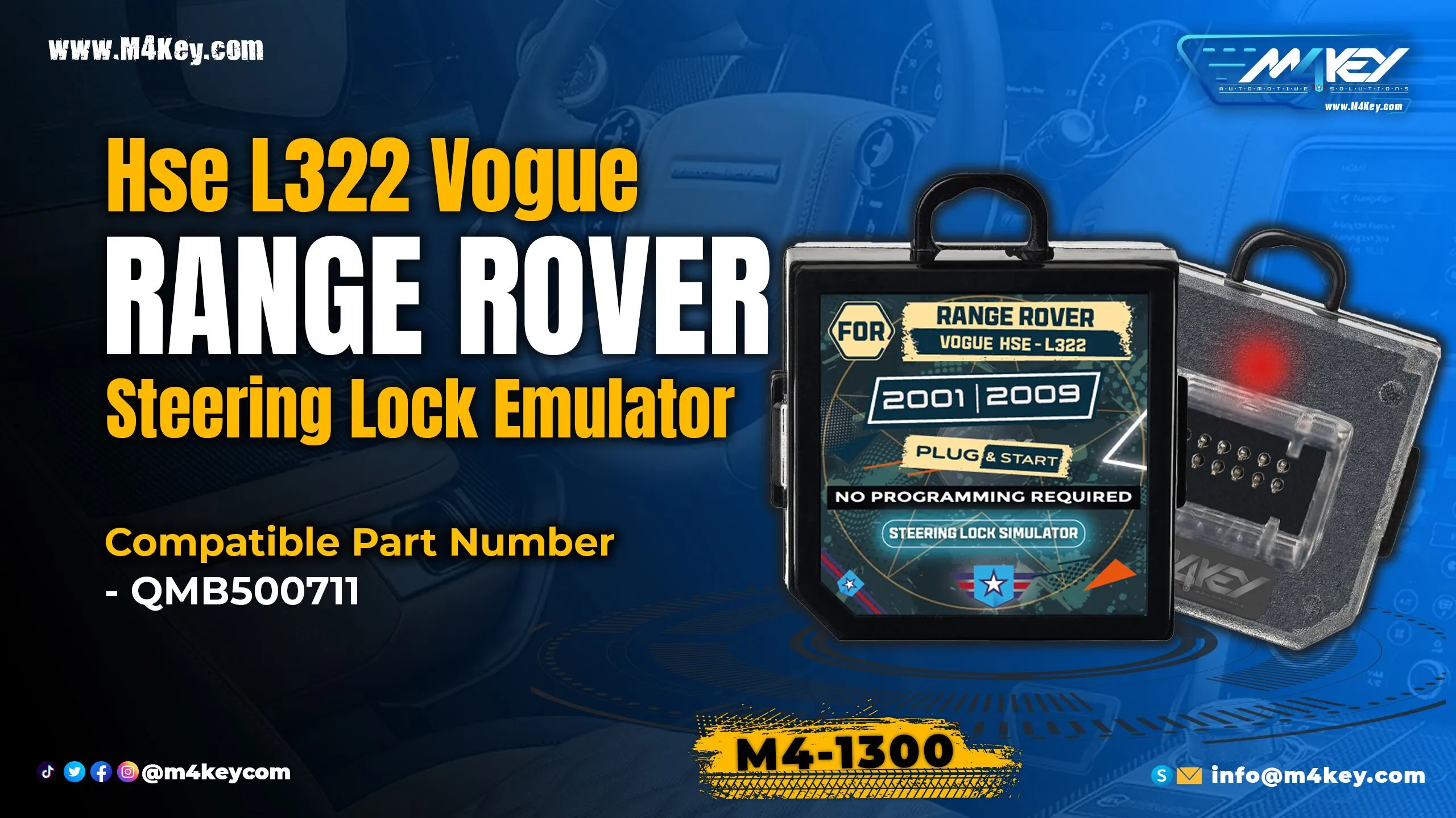 How to use M4Key Steering Lock Emulator for Range Rover Hse L322 Vogue (Plug and Play)