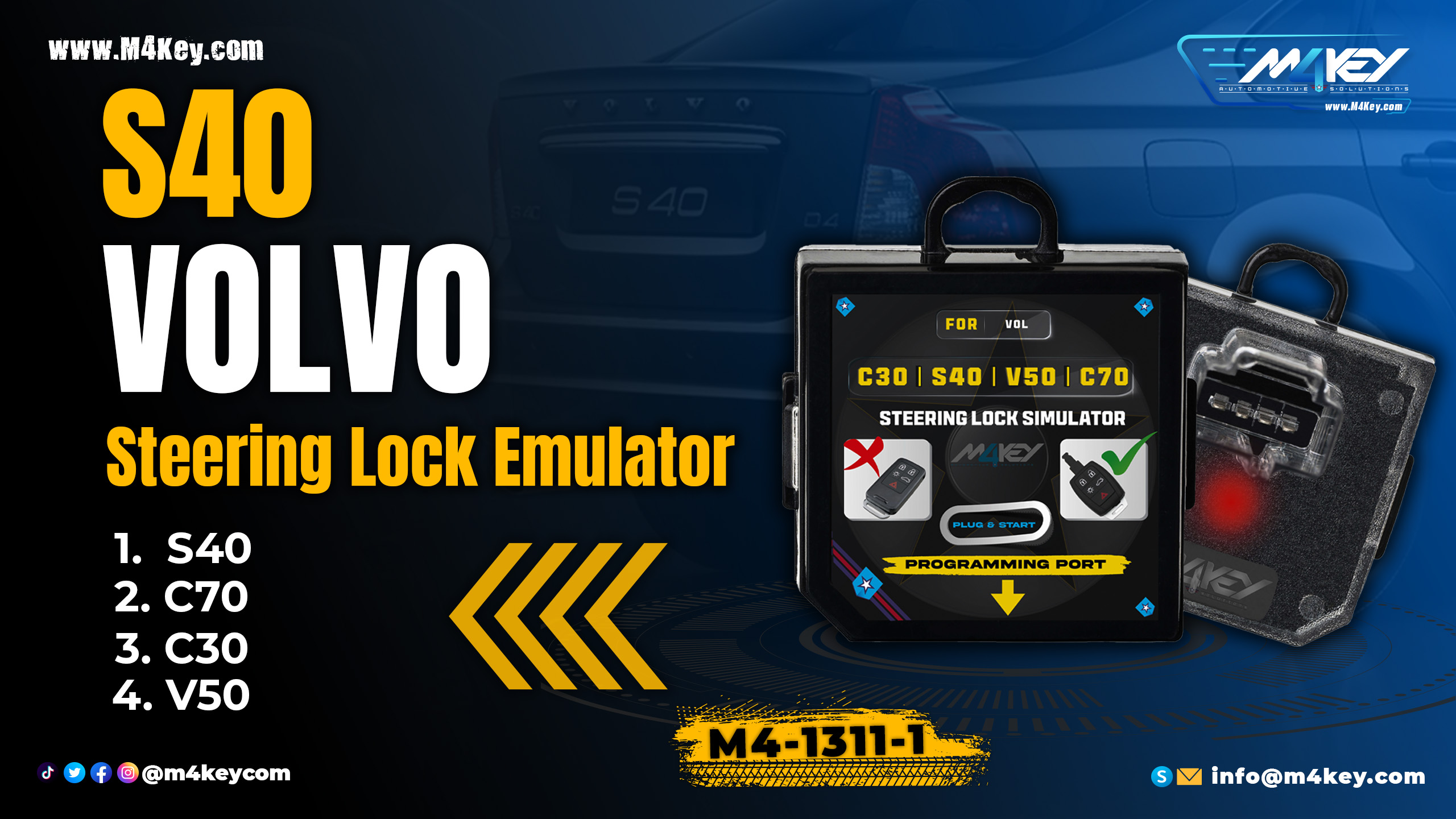 How to use M4Key Steering Lock Emulator for Volvo S40 (Plug and Play)