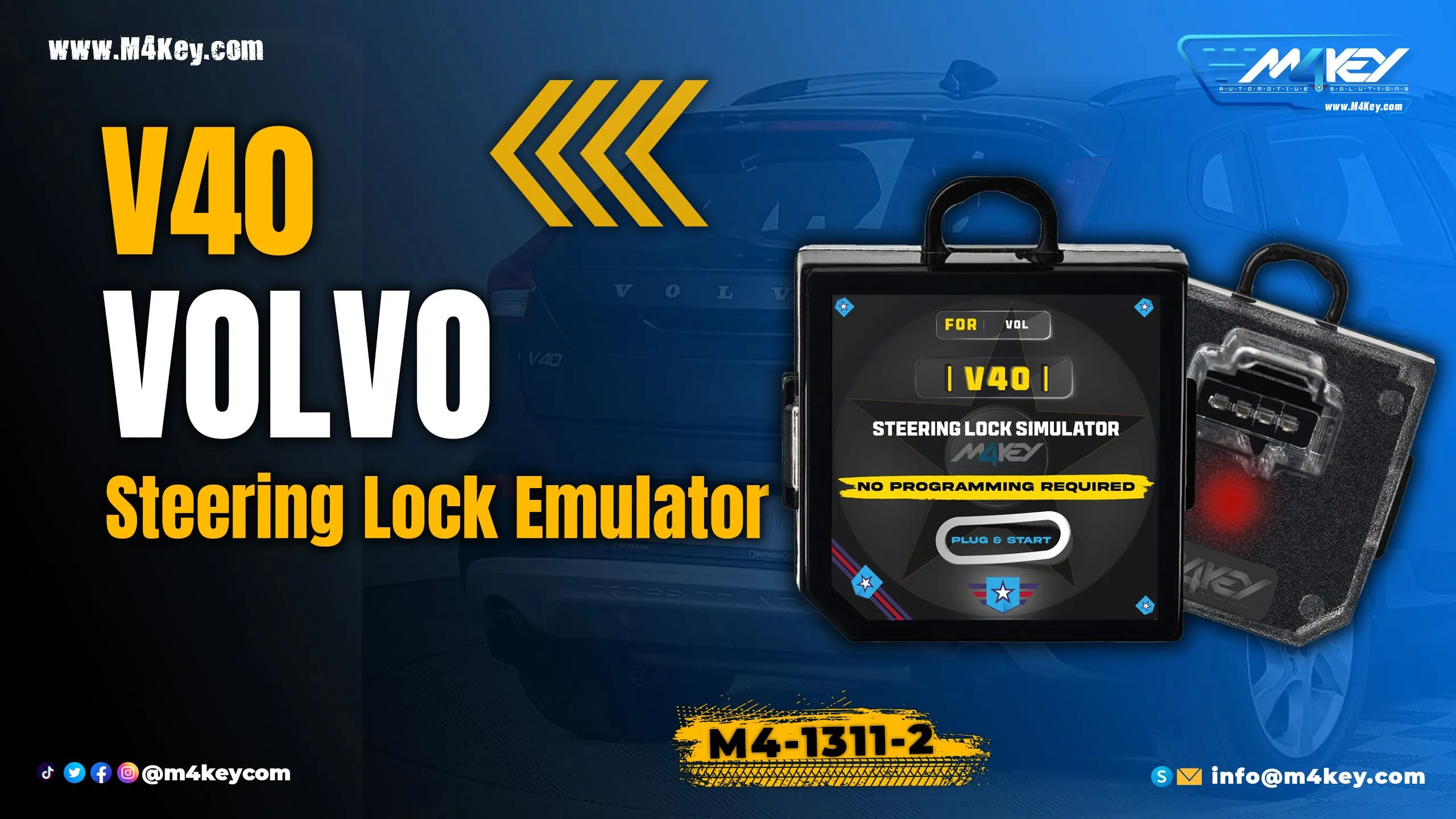 How to use M4Key Steering Lock Emulator for Volvo V40 (Plug and Play)