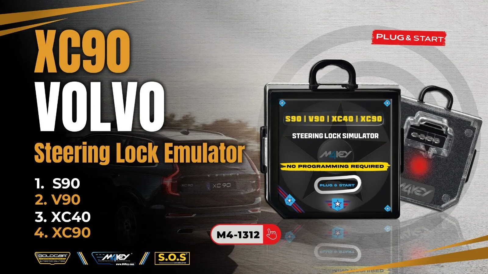 Starting Volvo XC90 D5 with M4KEY Steering Lock Emulator (Plug & Start)