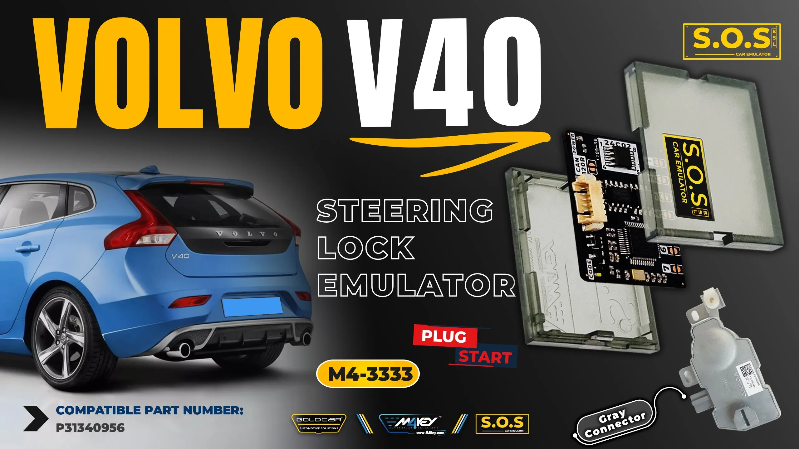 Volvo V40 – Installing S.O.S Car Emulator ESL/ELV/SCL Steering Lock Simulator Emulator (Plug & Play)